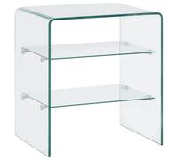 Coffee Table with 2 Shelves Tempered Glass Living Room Tea Side Stand vidaXL