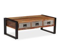vidaXL Solid Reclaimed Wood Coffee Table with 3 Drawers 100x50x35cm Furniture