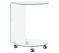 vidaXL Coffee Table with 4 Castors Tempered Glass Living Room Tea Side Stand