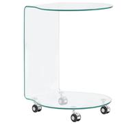 Coffee Table with 4 Castors Tempered Glass Stand 45x40x58cm/45x40x63cm vidaXL