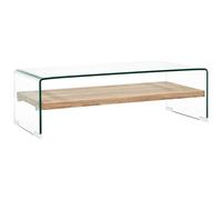Coffee Table with a Shelf Dining Table End Table Clear Tempered Glass vidaXL