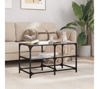 Coffee Table with Black Glass Top 78.5x40x45 cm Steel Berkfield Home Black One Size