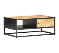 Coffee Table with Carved Door 90x55x36 cm Rough Mango Wood