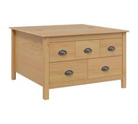 vidaXL Hill 5 Drawer Honey Brown Solid Pine Wood Coffee Table - Size: 49 x 79.5 x 79.5cm - Wilko