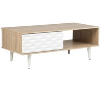 Coffee Table with Drawer White and Light Wood SWANSEA