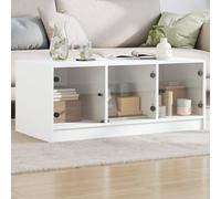 (white) vidaXL Coffee Table with Glass Doors Hallway Tea Side End Table Sofa Table
