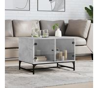 vidaXL Coffee Table with Glass Doors Smoked Oak 68.5x50x50 cm, Brown