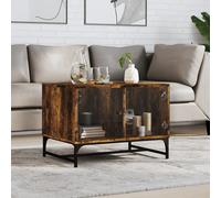 vidaXL Coffee Table with Glass Doors Smoked Oak 68.5x50x50 cm, Brown