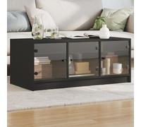 Coffee Table with Glass Doors Black 102x50x42 cm Berkfield Home Black One Size