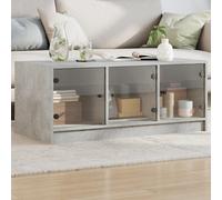 Coffee Table with Glass Doors Concrete Grey 102x50x42 cm Berkfield Home Grey One Size