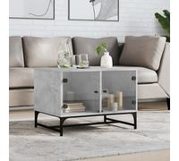 Coffee Table with Glass Doors Concrete Grey 68.5x50x50 cm Berkfield Home Grey One Size