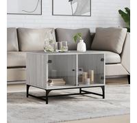 Coffee Table with Glass Doors Grey Sonoma 68.5x50x50 cm Berkfield Home Grey One Size