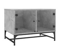 (sonoma oak) vidaXL Coffee Table with Glass Doors Tea Side End Table Sofa Table Grey Sonoma