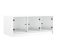 (white) vidaXL Coffee Table with Glass Doors Hallway Tea Side End Table Sofa Table