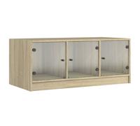 (sonoma oak) vidaXL Coffee Table with Glass Doors Hallway Tea Side End Table Sofa Table