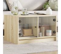 Coffee Table with Glass Doors Sonoma Oak 68x50x42 cm Berkfield Home Brown One Size