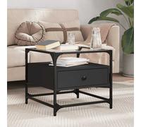 vidaXL Coffee Table with Glass Top Black 50x50x45 cm Steel NEW