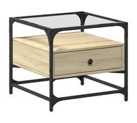 (sonoma oak) vidaXL Coffee Table with Glass Top Hallway End Table Side Table Black Steel