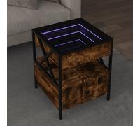 (smoked oak, 40 x 40 x 51 cm) vidaXL Coffee Table with Infinity LED Hallway Accent End Table Side Table