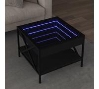 Coffee Table with Infinity LED Black 50x50x38 cm Berkfield Home Black One Size