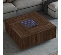 Coffee Table with Infinity LED Brown Oak 100x100x40 cm Berkfield Home Brown One Size