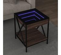 Coffee Table with Infinity LED Brown Oak 40x40x49 cm Berkfield Home Brown One Size