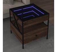 Coffee Table with Infinity LED Brown Oak 50x50x51 cm Berkfield Home Brown One Size