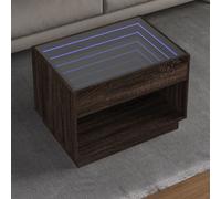 Coffee Table with Infinity LED Brown Oak 70x50x50 cm Berkfield Home Brown One Size