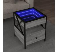 Coffee Table with Infinity LED Grey Sonoma 40x40x51 cm Berkfield Home Grey One Size