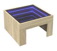 (smoked oak, 50 x 50 x 30 cm) vidaXL Coffee Table with Infinity LED Hall Tea End Table Side Table Sonoma Oak