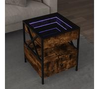 Coffee Table with Infinity LED Smoked Oak 40x40x51 cm Berkfield Home Brown One Size
