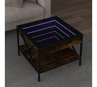 Coffee Table with Infinity LED Smoked Oak 50x50x38 cm Berkfield Home Brown One Size
