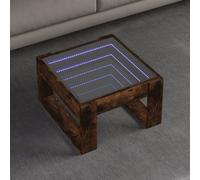 Coffee Table with Infinity LED Smoked Oak 50x53x30 cm Berkfield Home Brown One Size