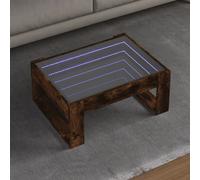 Coffee Table with Infinity LED Smoked Oak 70x53x30 cm Berkfield Home Brown One Size