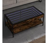 Coffee Table with Infinity LED Smoked Oak 90x50x38 cm Berkfield Home Brown One Size