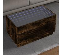 Coffee Table with Infinity LED Smoked Oak 90x50x50 cm Berkfield Home Brown One Size