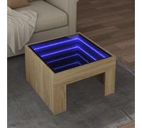 Coffee Table with Infinity LED Sonoma Oak 50x50x30 cm Berkfield Home Brown One Size