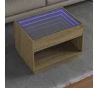 Coffee Table with Infinity LED Sonoma Oak 70x50x50 cm Berkfield Home Brown One Size