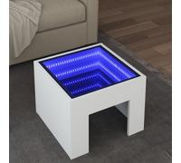 Coffee Table with Infinity LED White 40x40x30 cm Berkfield Home White One Size