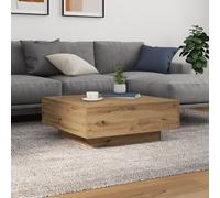 Coffee Table with LED Lights Artisan Oak 80x80x31 cm Berkfield Home Brown One Size
