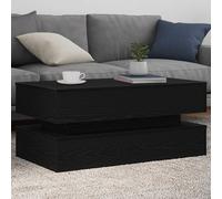 Coffee Table with LED Lights Black Oak 90x50x40 cm