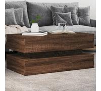 Coffee Table with LED Lights Brown Oak 90x50x40 cm Berkfield Home Brown One Size