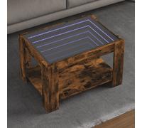Coffee Table with LED Smoked Oak 73x53x45 cm Engineered Wood Berkfield Home Brown One Size