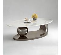 Coffee Table with Metal Base, Oval Stone Top, Luxury Modern Design for Living Room, Stylish Home Decor, Ideal for Small Apartments