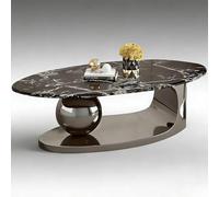Coffee Table with Metal Base, Oval Stone Top, Luxury Modern Design for Living Room, Stylish Home Decor, Ideal for Small Apartments