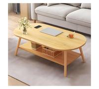 Coffee Table with Open Shelving, 2 Layers, Easy Assembly, Solid Wood Legs, Perfect for Small Spaces.