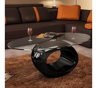Coffee Table With Oval Glass Top High Gloss