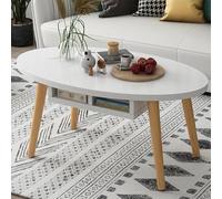 Coffee Table with Solid Wood Legs, Modern Design with Storage Bucket, Ideal for Living Room Use, Stylish and Functional End Table