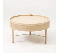 Coffee Table with Storage and Rotating Tray, Wooden Center Table for Living Room, Bedroom, Office - Durable Wood Legs, Black Finish