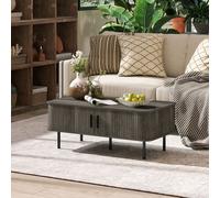 Coffee Table with Storage and Sliding Doors for Living Room HOMCOM Grey One Size